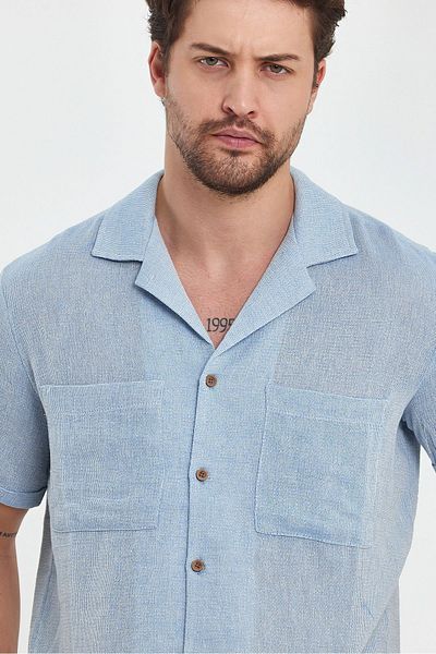 Plus Ninety Men's Apache Houndstooth Patterned Cage Fabric Short Sleeve Shirt - Plusninety