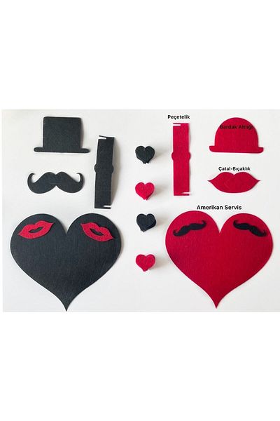 Liberte 2-Piece Valentine's Day Special American Service Set 60 Pieces, Valentine's Day Table Decoration Presentation