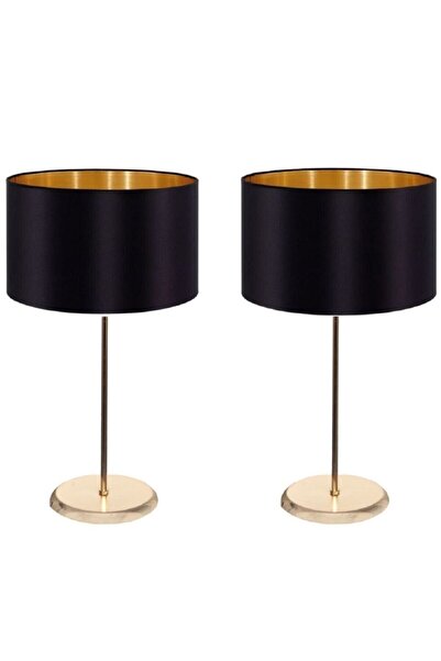 571 Store 2 Adet Gold Kaplama Siyah Abajur