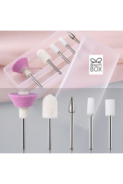 BEAUTY BOX COSMETIC 5-Piece Premium Quality Nail Care Bit Set Milling Cutter Set Nail Polishing Polishing Nail Art Rasp Bit