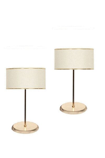 571 Store Gold Plated - Cream Lampshade Bed Head with Yellow Stripe, 2 Pieces