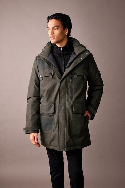 DeFacto Blauer Parka mit Kapuze und Reißverschluss – Doppeltasche, wasserabweisend A2901ax23wn