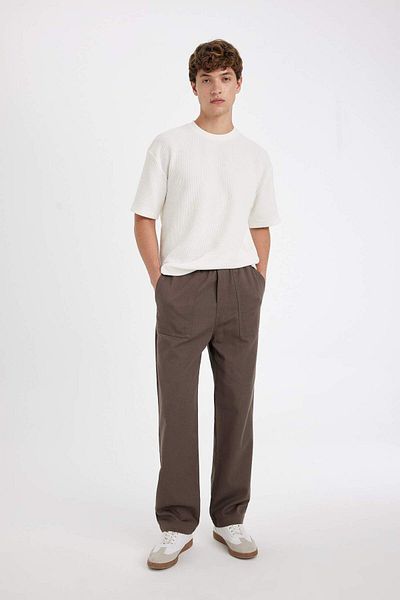 DeFacto Gabardine Pants Wide Straight Fit Wide Straight Leg with Pockets 3159726