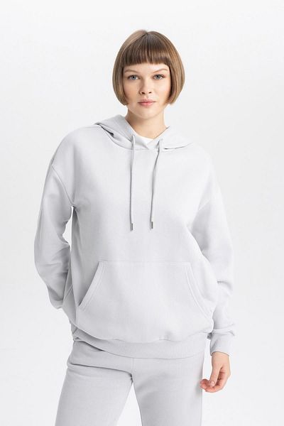 DeFacto Thick Cut Relax Fit Hooded Sweatshirt - Kangaroo Pocket W1240Az23Wn