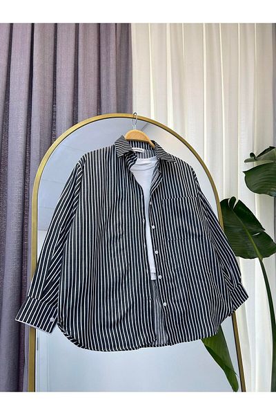 modabetce Cămașă oversize pentru damă - Design cu dungi