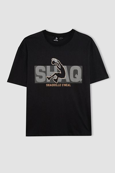 DeFacto Εφαρμόστε Shaquille O'neal Oversize Φαρδύ μπλουζάκι με λαιμόκοψη με κοντό μανίκι C6991ax24hs