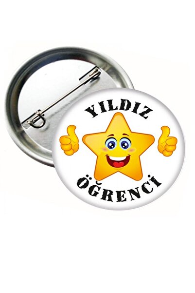 HASEF Öğrenci Emoje Yıldız Öğrenci Iğneli Metal Rozet 6 Adet