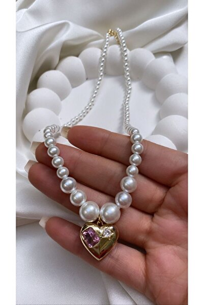 Accessories Incili Kalpi Çelik Gold Renk Kolye