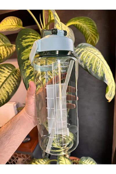 FREYA LİFE Transparent Motivational Water Bottle Water Bottle 2l Gym Water Bottle Bpa Free Water Bottle with Sticker Gift