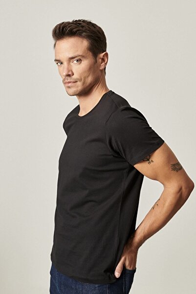 AC&Co / Altınyıldız Classics Ανδρικό μπλουζάκι 100% βαμβακερό 100% βαμβακερό μπλουζάκι με στενή εφαρμογή σε στενή εφαρμογή