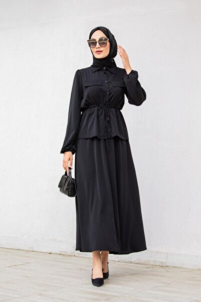 Swana Black Sule Skirt Suit Set