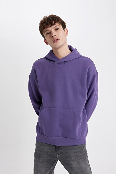DeFacto Soft Furry Hooded Oversize Sweatshirt - Kangaroo Pocket Y1237Az23Au