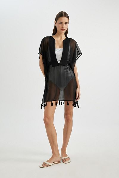 DeFacto Schwarzer Chiffon-Kimono - Z9958az24sm, Fall In Love-Design