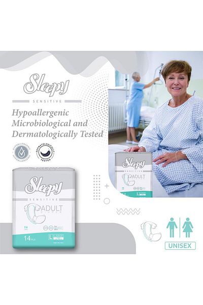 Sleepy Hypoallergenic Large Adult Diapers|14 pcs|Unisex|Odour Control|100-150cm|Adjustable