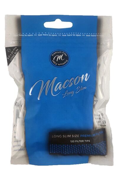 MASCON Long Slim Premium Tutun Filtresi,sünger Ağızlık 6mm*20 Mm 120 Adet