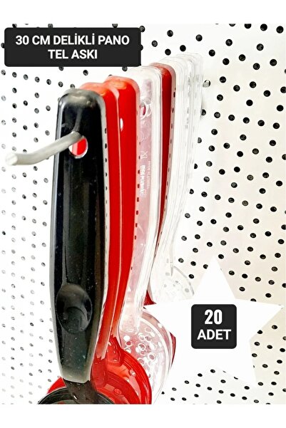 Özfiliz Mağaza Ekipmanları 20 Adet 30 Cm Delikli Pano Takma Tel Askılık, Ürün Asmak Için Metal Askı, Profil Tel Askı Çubuğu