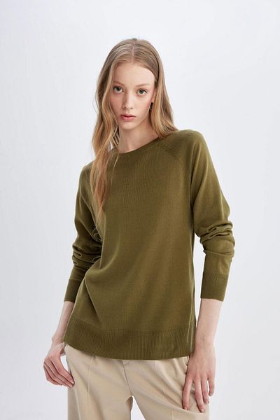 DeFacto Crew Neck Soft Textured Knitwear Sweater - Regular Fit I6913Az24Wn