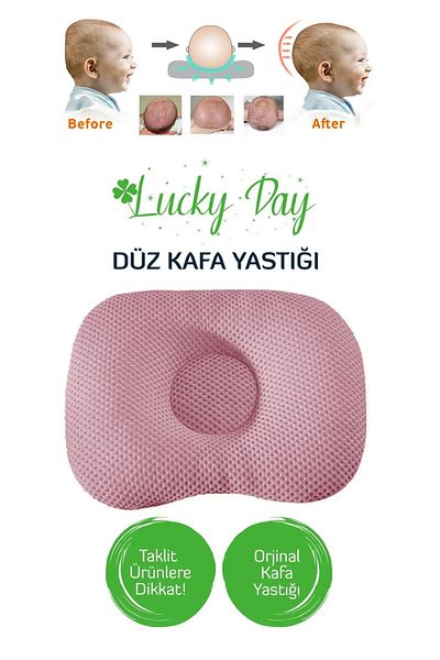 Lucky Day Head Pillow Pink Baby Air Flat Head Pillow, Head Pillow, Baby Pillow, Organic Cotton Fabric