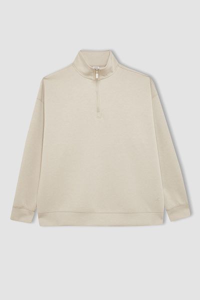 DeFacto Übergroßes Sport-Sweatshirt mit Stehkragen und Reißverschluss – B7756ax24sp