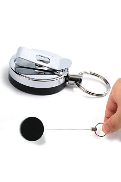 ÜNSA Anahtar Yoyo Anahtarlık Çekmeli Çekilebilen Paslanmaz Çelik Metal Makaralı Ipli Halat Tutucu Halka