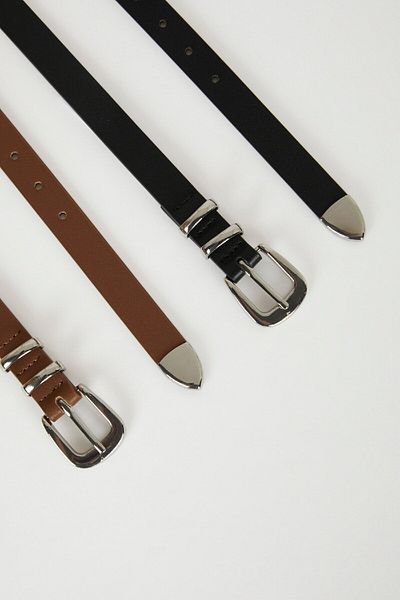 DeFacto Damen-Kunstleder-Jeansgürtel im 2er-Pack D3481axns