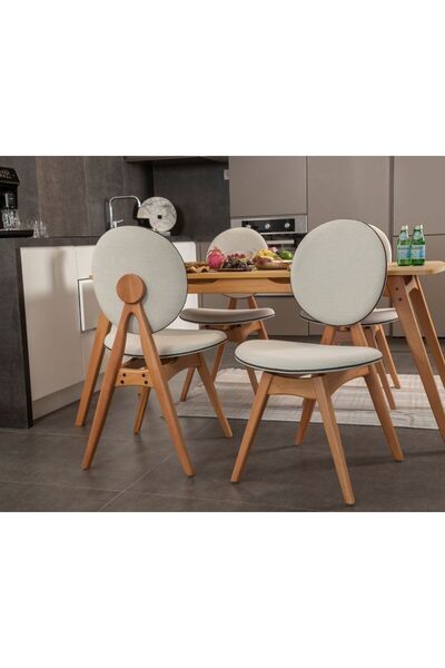 VOWTURKEY Touch Iskandinav 4 Sand. 1 Masa Gürgen Iskelet Mutfak&salon Masa Takımı El Işçiliği 80x160