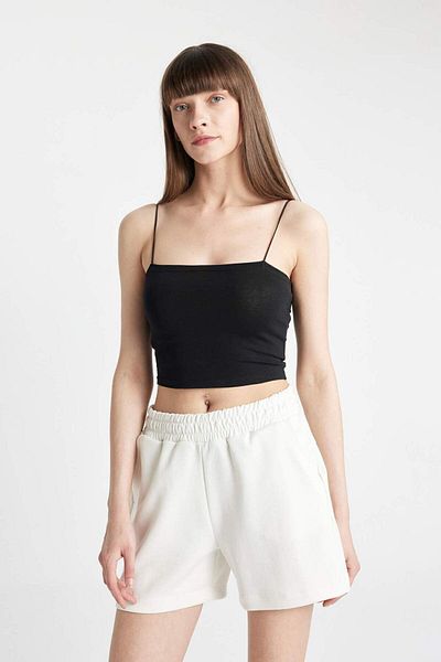 DeFacto Fall In Love Vékony pántos Crop Cotton Fekete belső alsóing Y2249az24sp