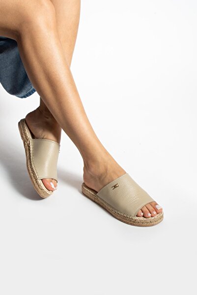 FOLLİNİ Papuci espadrille de damă bej - piele naturală