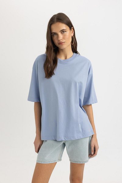 DeFacto Oversize bavlněné tričko Crew Neck Oversize – krátký rukáv C0099ax24sm