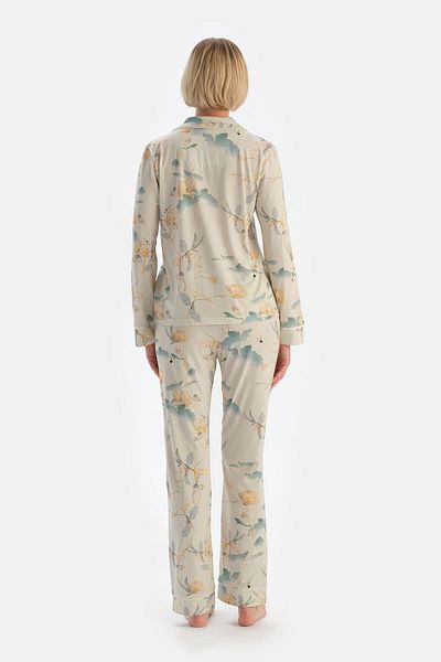 Dagi Set de lenjerie de dormit pentru cămașă și pantaloni cu imprimeu floral verde mentă