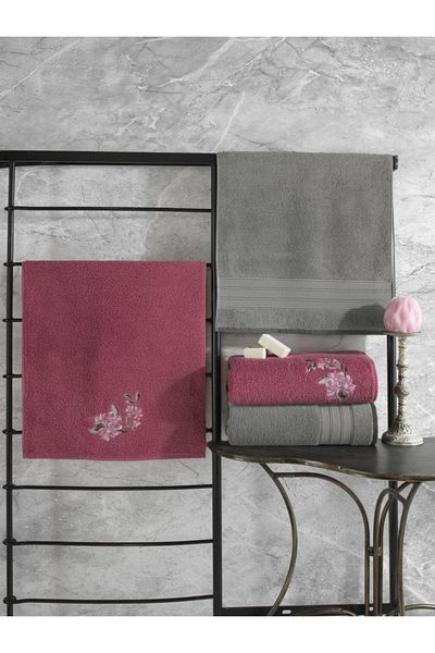 Cotton Box Σετ πετσετών μπάνιου από 100% βαμβακερό χρώμα - Γκρι ροζ