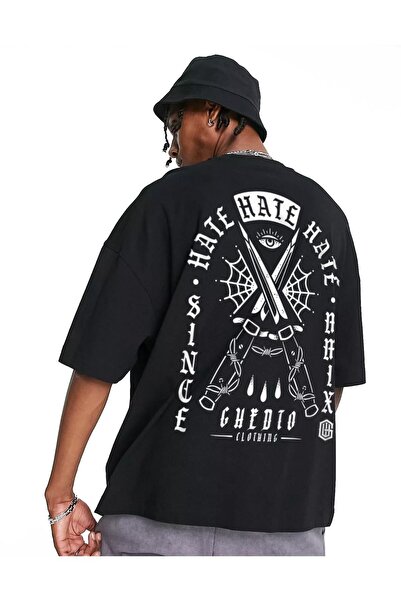 Ghedto Tricou unisex Hate Oversize Negru