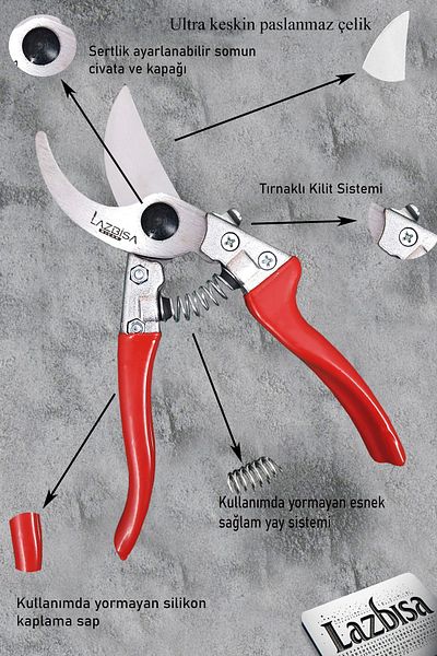 LAZBİSA Lz-K8 Pruning Shears - Vineyard and Leather Cover Set of 2