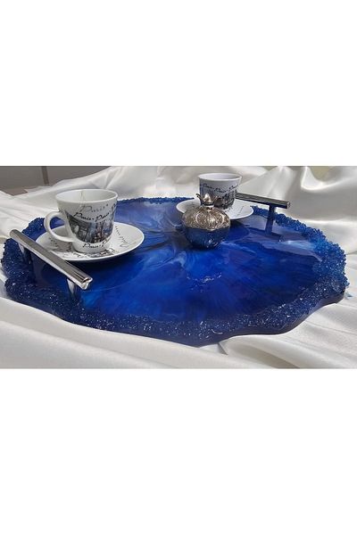 Home Blue Epoxy Stone Stove Tray - Modern Home Decoration # Service Tray