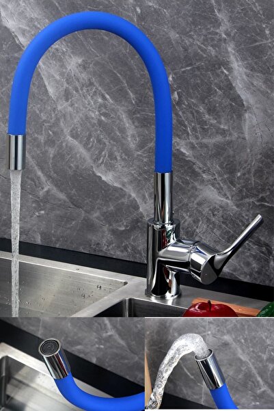 Yayke Mavi Renkli Oynar Başlıklı Spiral Musluk Başlığı Batarya Başlığı Dönebi...