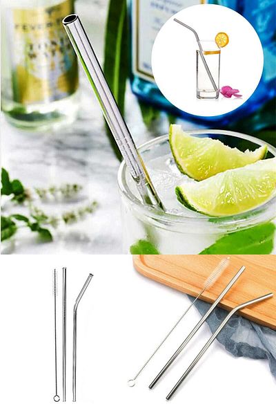 Yayke 3 Piece Stainless Steel Eco-Friendly Straw Set