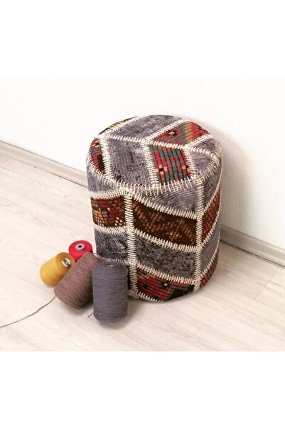 Madalyon El Dokuma Kilim Patchwork Puf