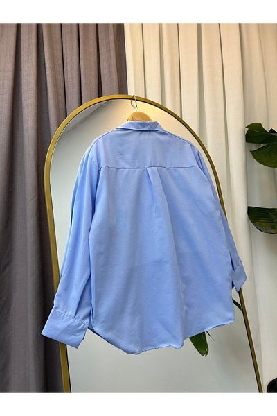 modabetce Cămașă oversize pentru femei Baby Blue - Nou 2