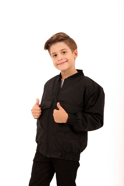 Perendi Boy's Black Bomber Jacket - Φαρδιά λεπτομέρεια τσέπης