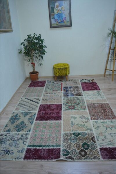 Madalyon Patchwork El Dokuma Anadolu Halısı