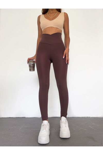 CNRCollection Дамски кафяви клинове за отслабване и стягане с кръстосани колани, 1 размер за отслабване