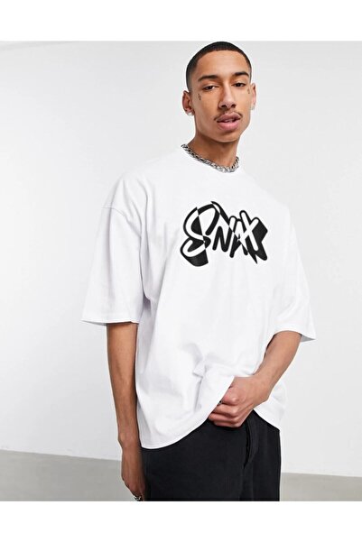 Ghedto Μπλουζάκι Unisex White Snax Oversize