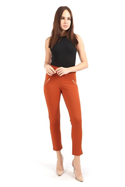 Sense Декоративні металеві блискавки з кишенями, штани з подвійним крепом | Pnt32348 Кереміт