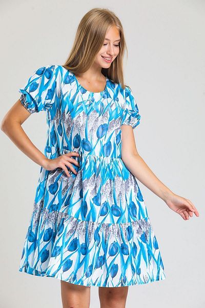 Sense Rochie cu maneci din cauciuc cu spate si buzunare laterale - Lale Des.Blue |   Elb34306