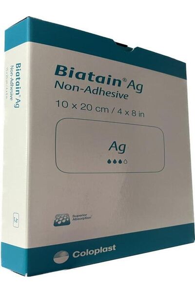 Coloplast Biatain Ag+ (gümüş) Yapışkansız Köpük Yara Örtüsü 10x20cm 5adet