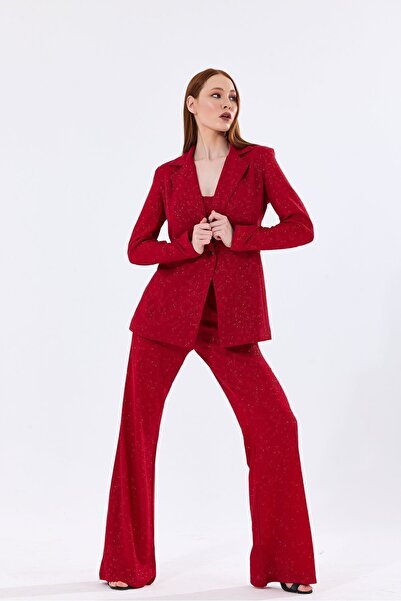 Sense Βραδινό Μπουφάν Pukuro με Βουργουνδία Glitter - Φόδρα, CKT35406