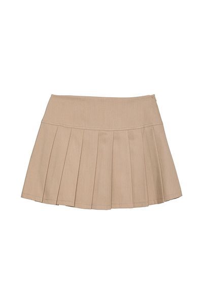 Quzu Beige Skirt Shorts - Pleated and Lined