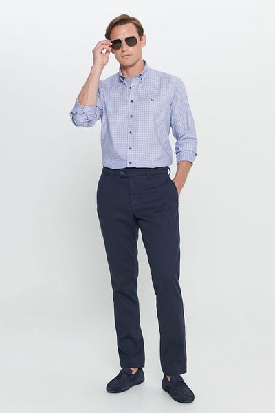 AC&Co / Altınyıldız Classics Navy Blue Comfort Fit Men's Trousers - Relaxed Fit, Side Pockets and Elastic Waist