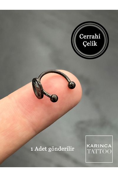 Karınca Piercing Peace Sign - Helix Ear and Cartilage Septum, Tragus Conch Lip Snake Bites Half Ring Black Piercing