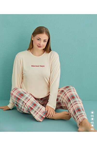 İpek Women's Long Sleeve Plus Size Pajama Set